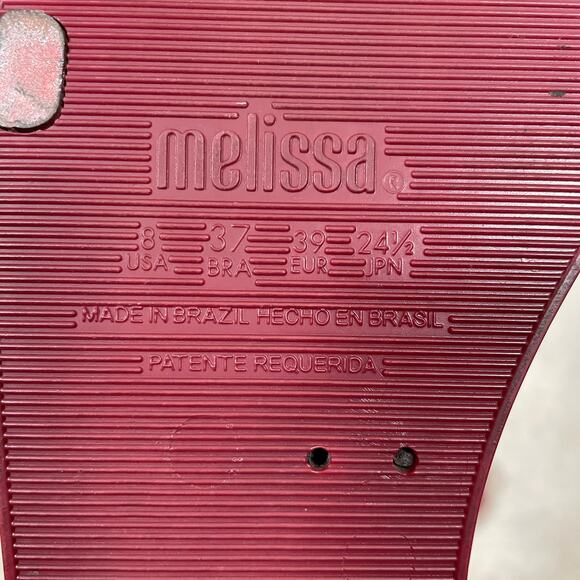 Melissa Love Lip Sandals Red Metallic Slide Thongs Plastic 8 - Picture 9 of 9